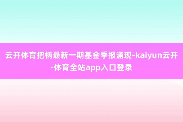 云开体育把柄最新一期基金季报涌现-kaiyun云开·体育全站app入口登录